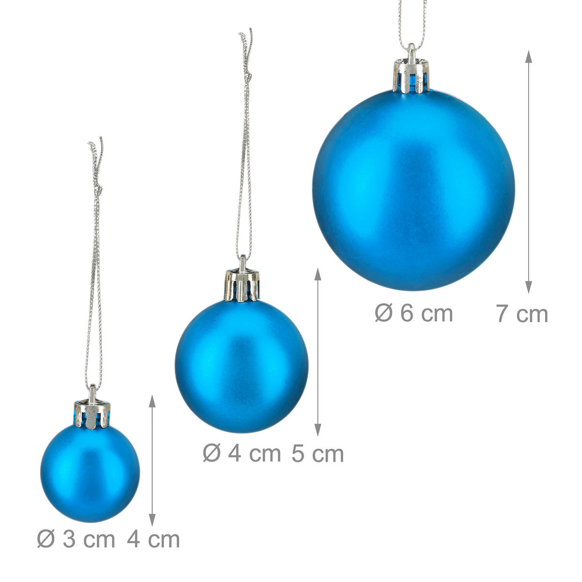 100XWEIHNACHTSKUGELN - Hellblau, Kunststoff (6/7/6cm) - Relaxdays