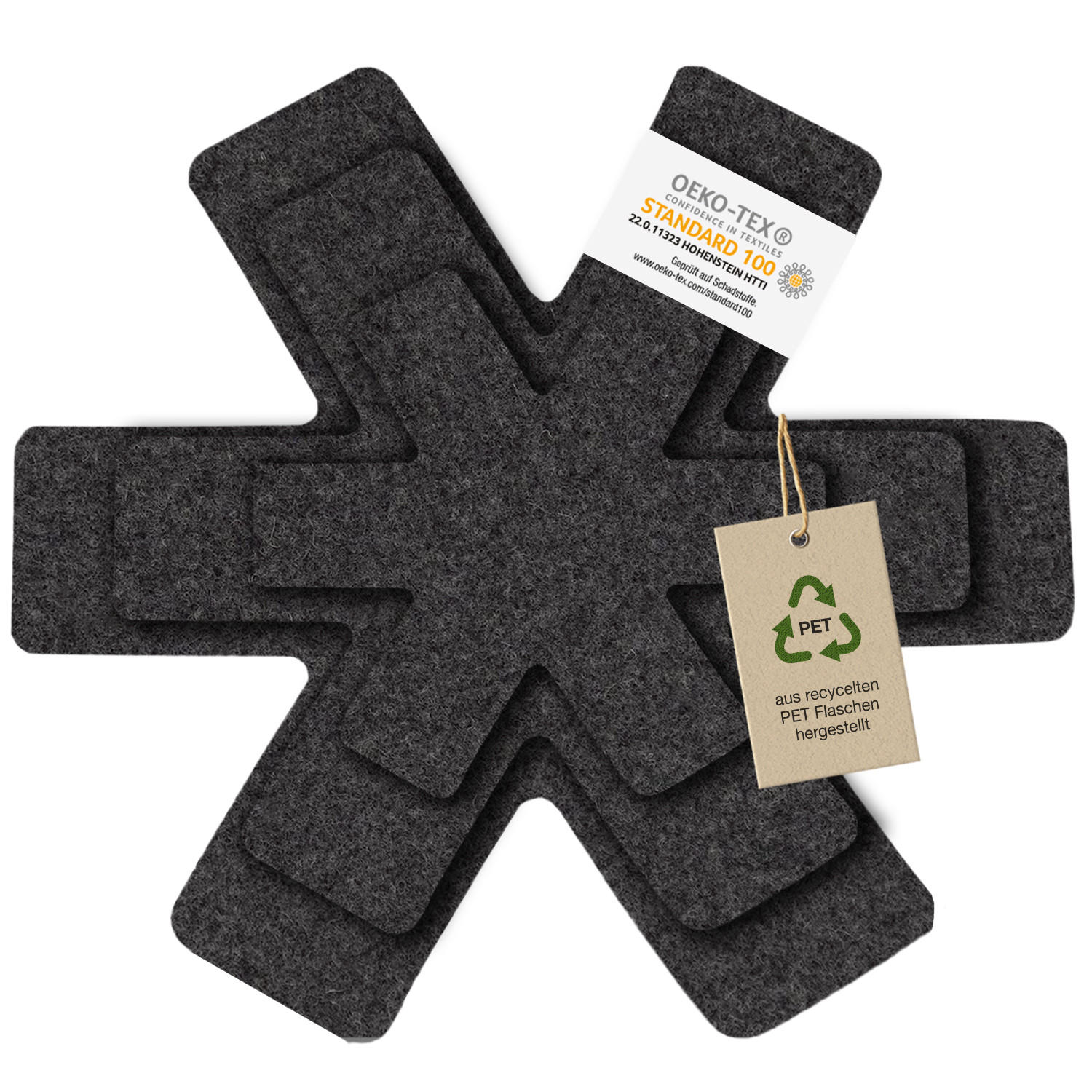 STAPELSCHUTZ Pfannenschoner 6er-Set - Dunkelgrau, Textil (38/38cm) - Miqio Design