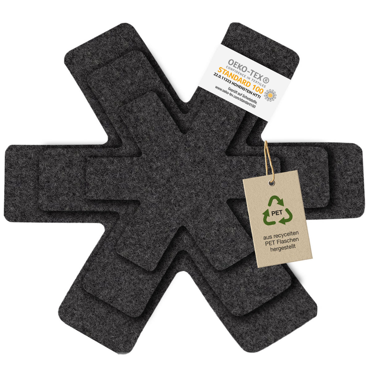 STAPELSCHUTZ Pfannenschoner 6er-Set - Dunkelgrau, Textil (38/38cm) - Miqio Design