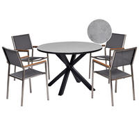 GARTENMÖBEL-SET 4-Sitzer Grau Maletto/Grosseto - Silberfarben/Schwarz, Metall - Beliani