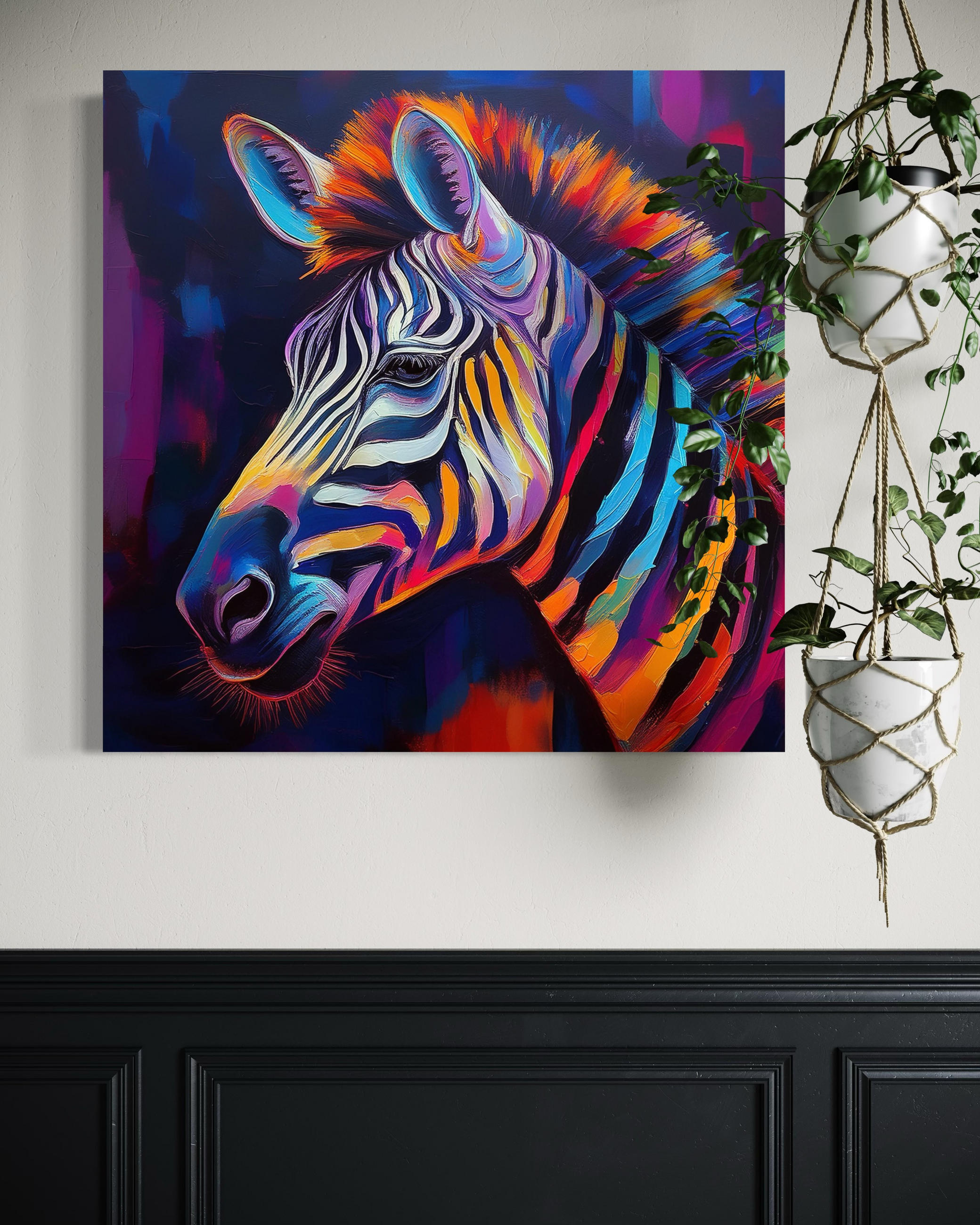 WANDBILD zebra tier pop art - Multicolor, Textil (50/50cm) - Feeby