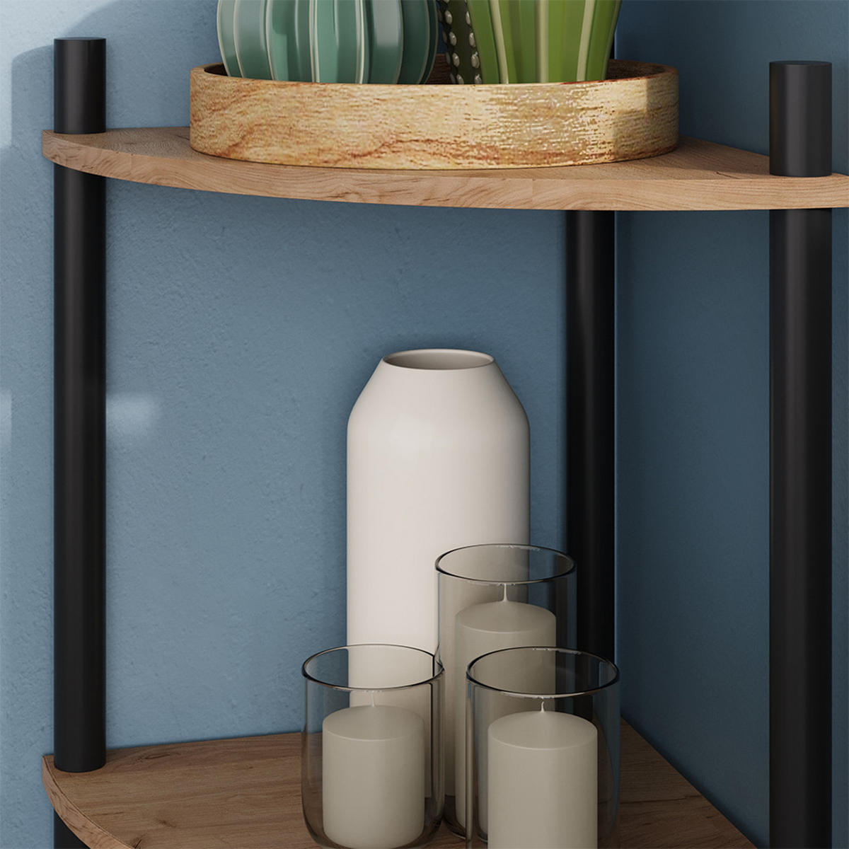 ROHOVÁ POLICE Bivio Zlatý dub power/antracit - medově dubová, kompozitní dřevo (29/72/29cm) - Vicco