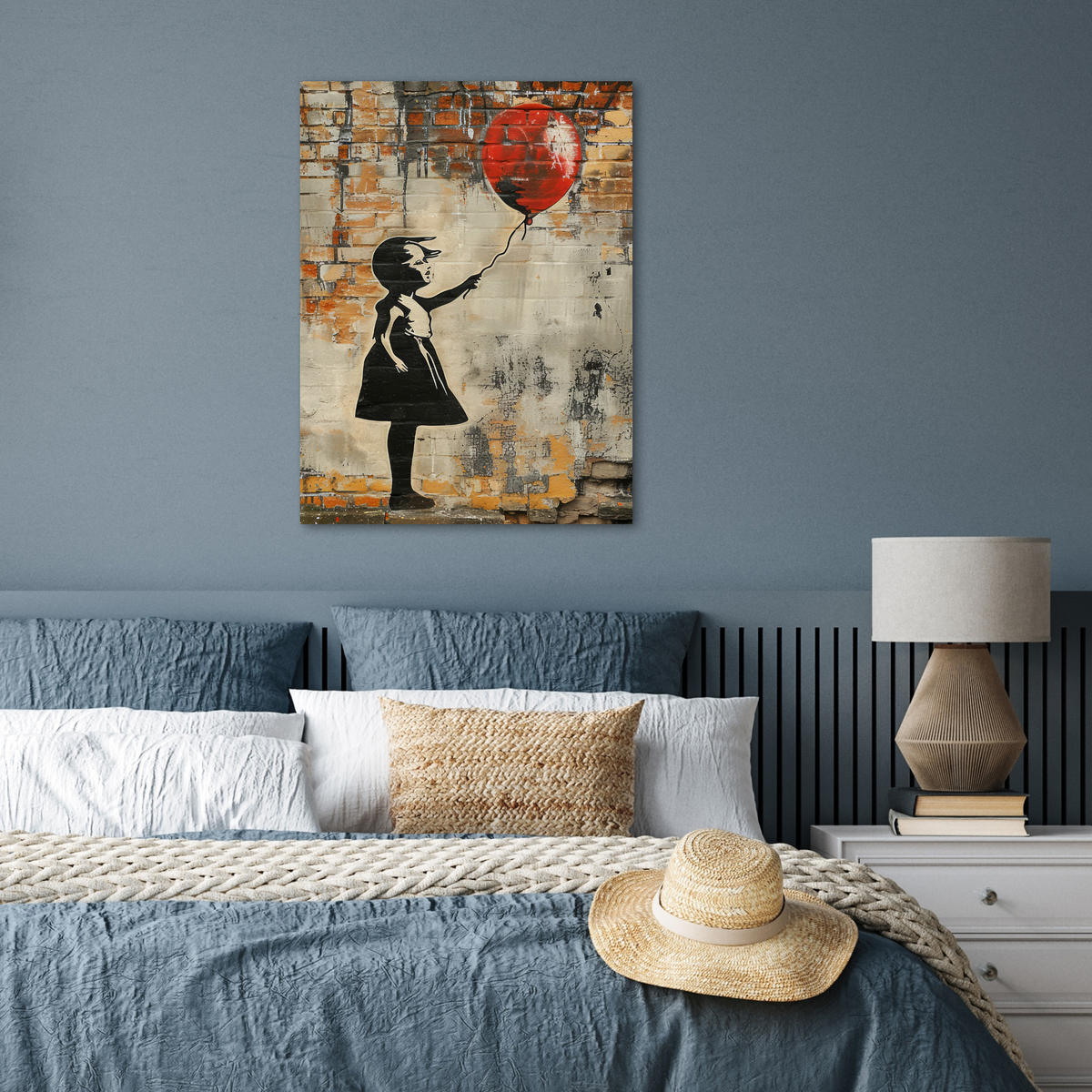 POSTER Graffiti - Banksy - Mädchen - Straßenkunst 60x80 cm - Sandfarben, Papier (60/80/0.1cm) - MuchoWow