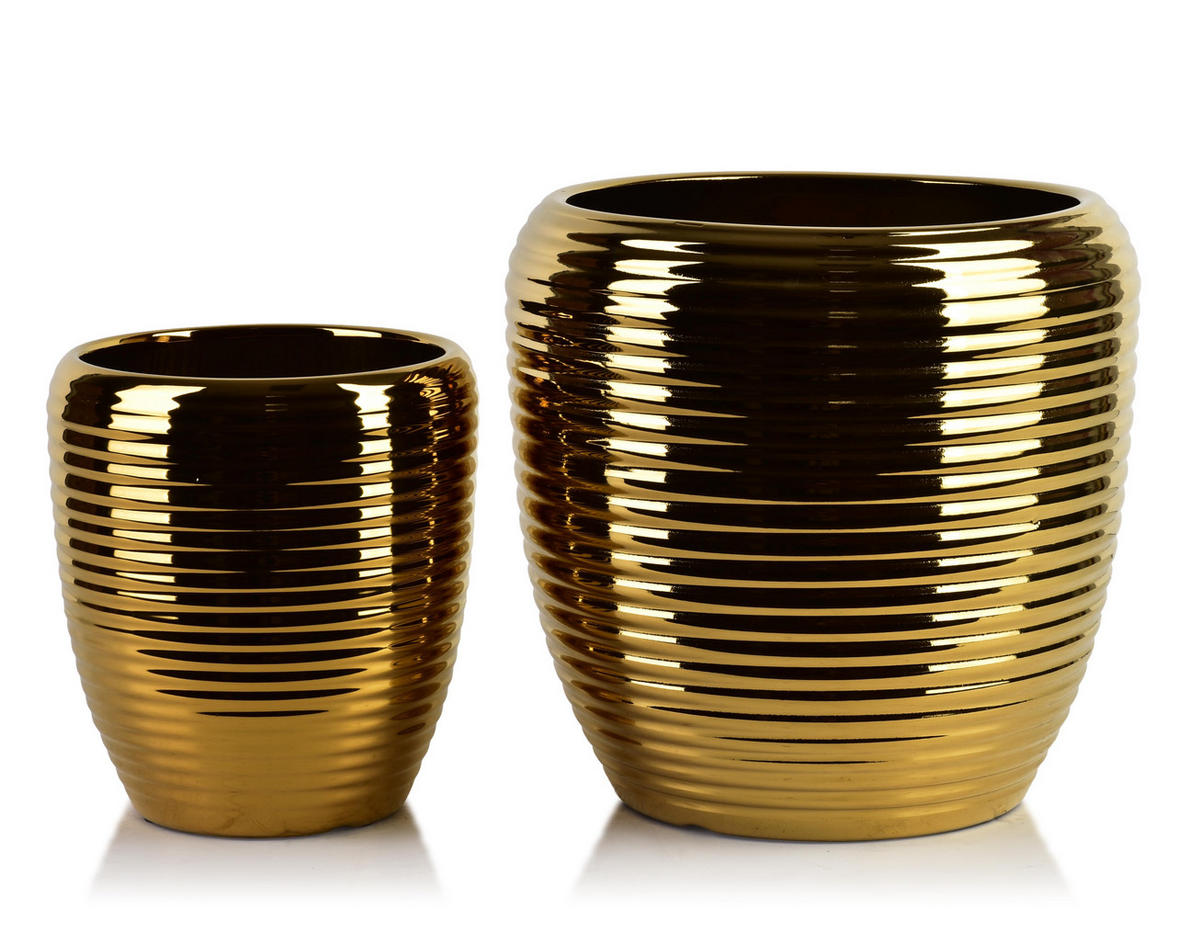 BLUMENTOPF Neva 2er Set Gold 30.5/30.5/30.5 cm Keramik - Goldfarben, Keramik (30.5/30.5/30.5cm) - Mondex