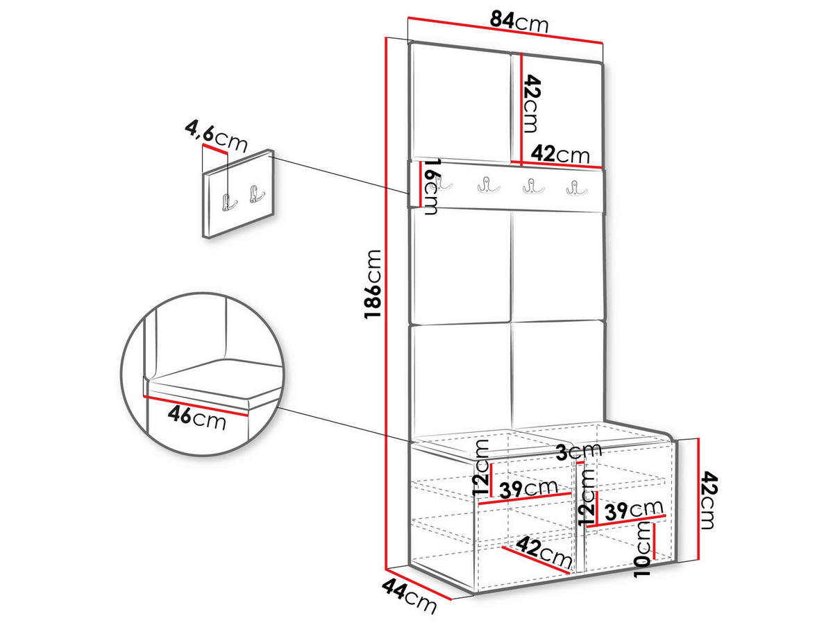 GARDEROBEN-SET Orion IV - Blau/Graphitfarben, Holzwerkstoff/Kunststoff (84/186/46cm) - MIRJAN24