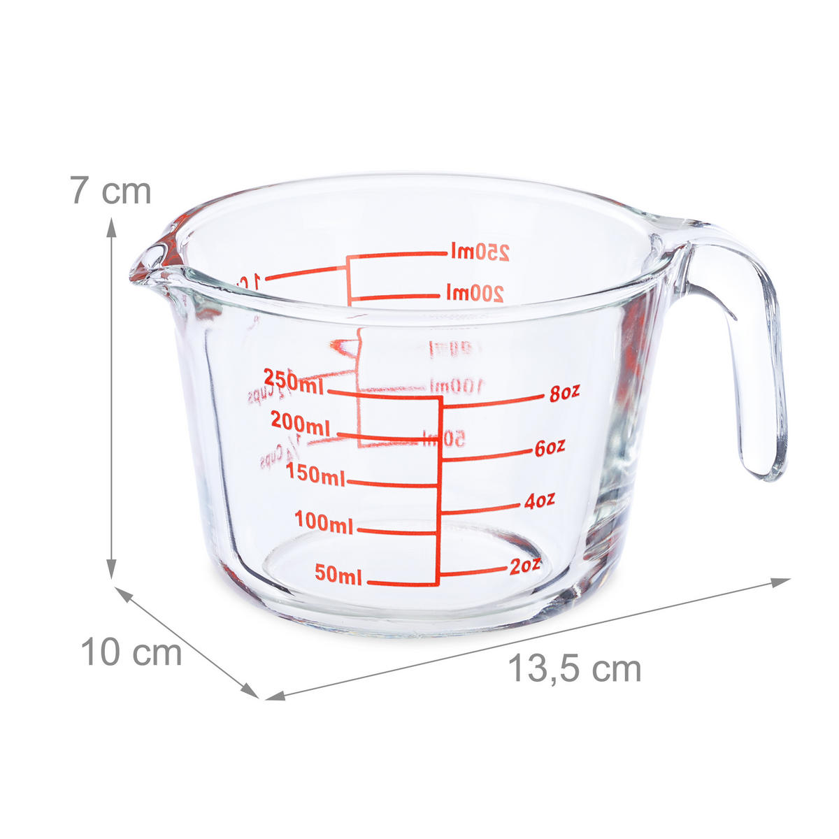 MESSBECHER - Transparent, Glas (0.25L) - Relaxdays