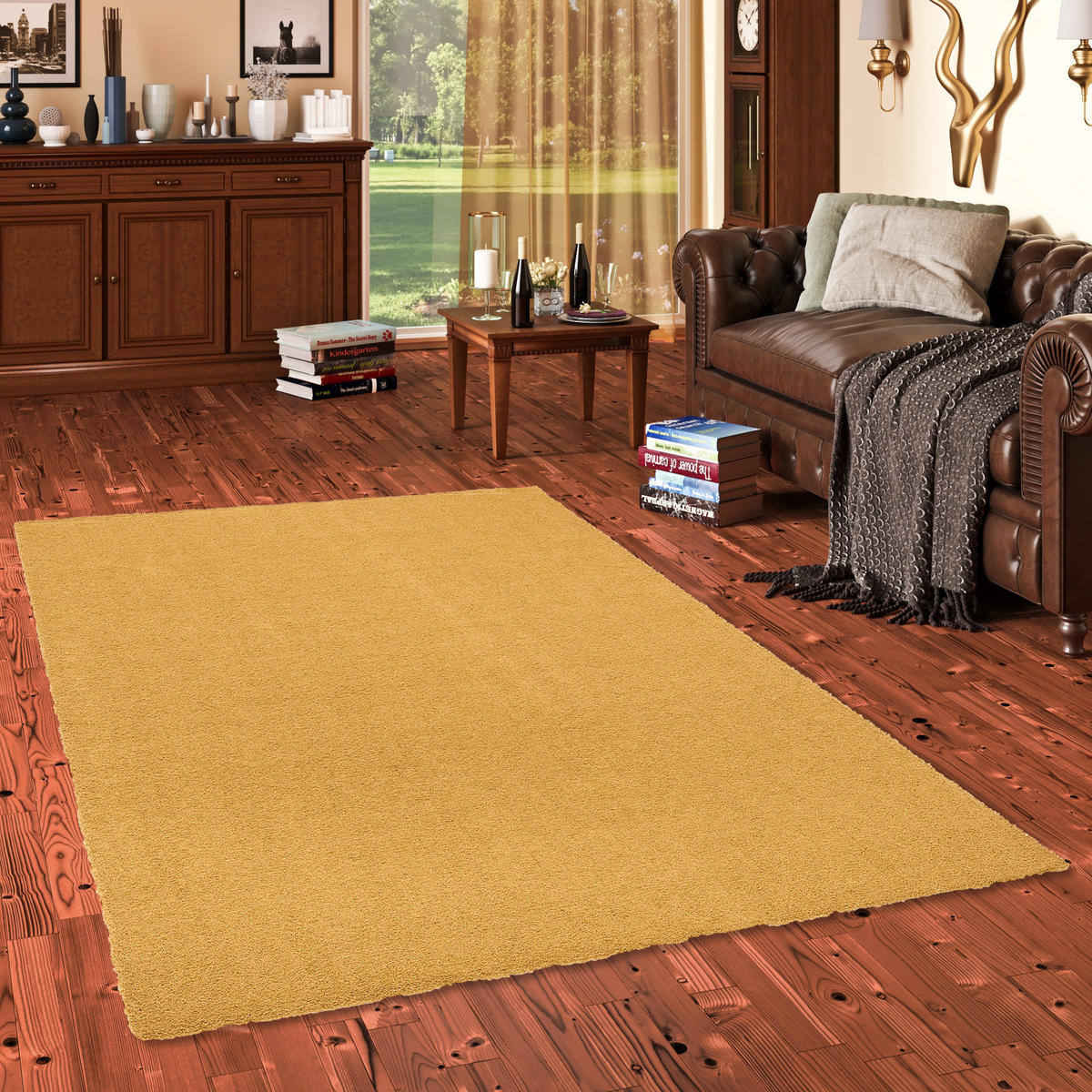 LUXUS HOCHFLOR SHAGGY TEPPICH VELVET - Currygelb, Textil (140/200cm) - Snapstyle