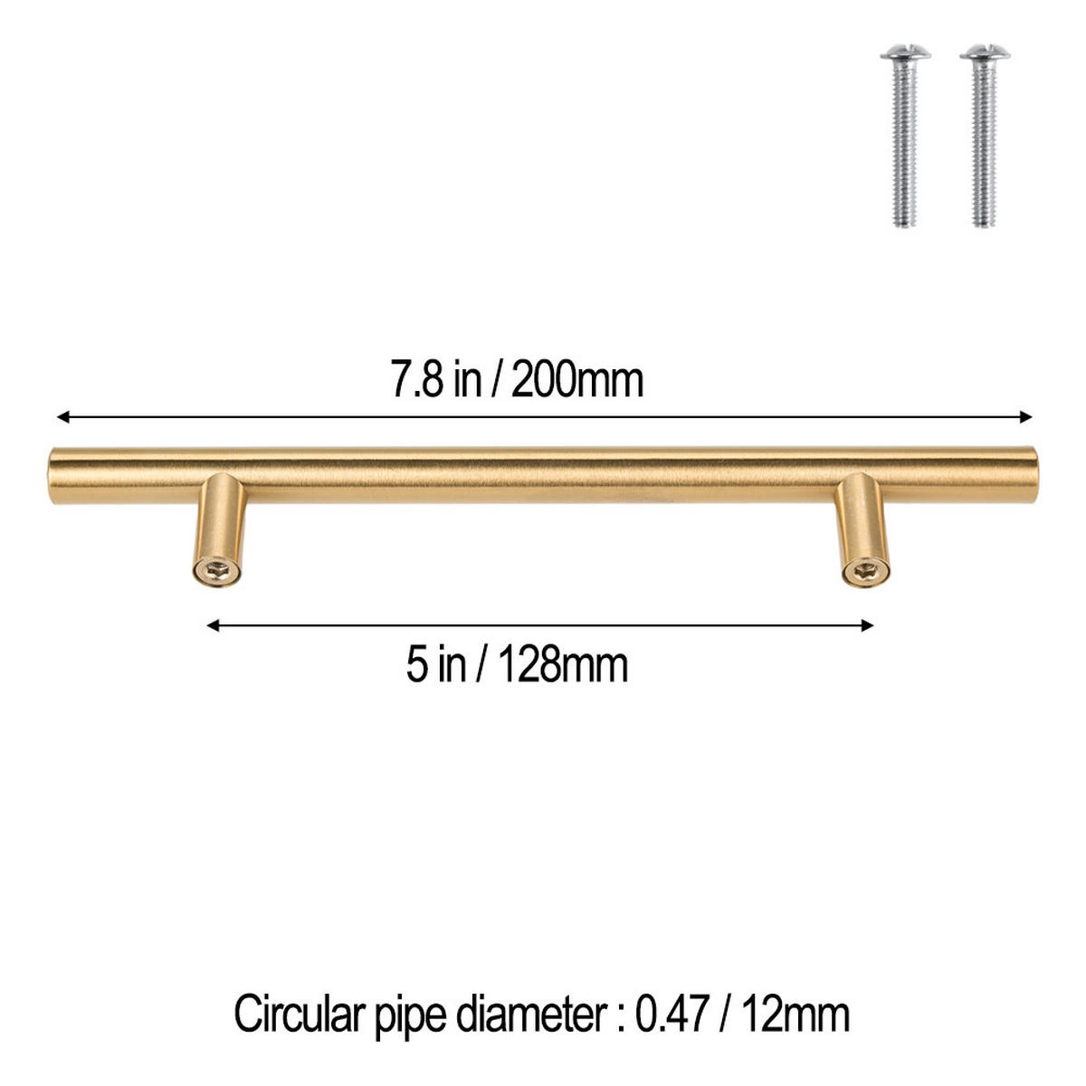 MÖBELGRIFFE 10er-Set aus rostfreiem Edelstahl goldene Vielseitig einsetzbar Einfache Montage Angenehme Haptik Pflegeleicht 200 mm - Goldfarben, Metall (20/1/12.8cm) - Livingandhome