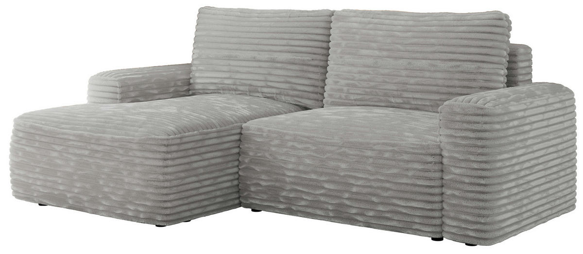 ECKSOFA BELLUNO L Grau Cord - Links - Schwarz/Grau, Textil (144/233cm) - MKS