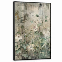 LEINWAND Bilder mit Rahmen - Blumen - Blätter - Abstrakt - Modern - 80x120 - Grau, Textil (80/120cm) - MuchoWow