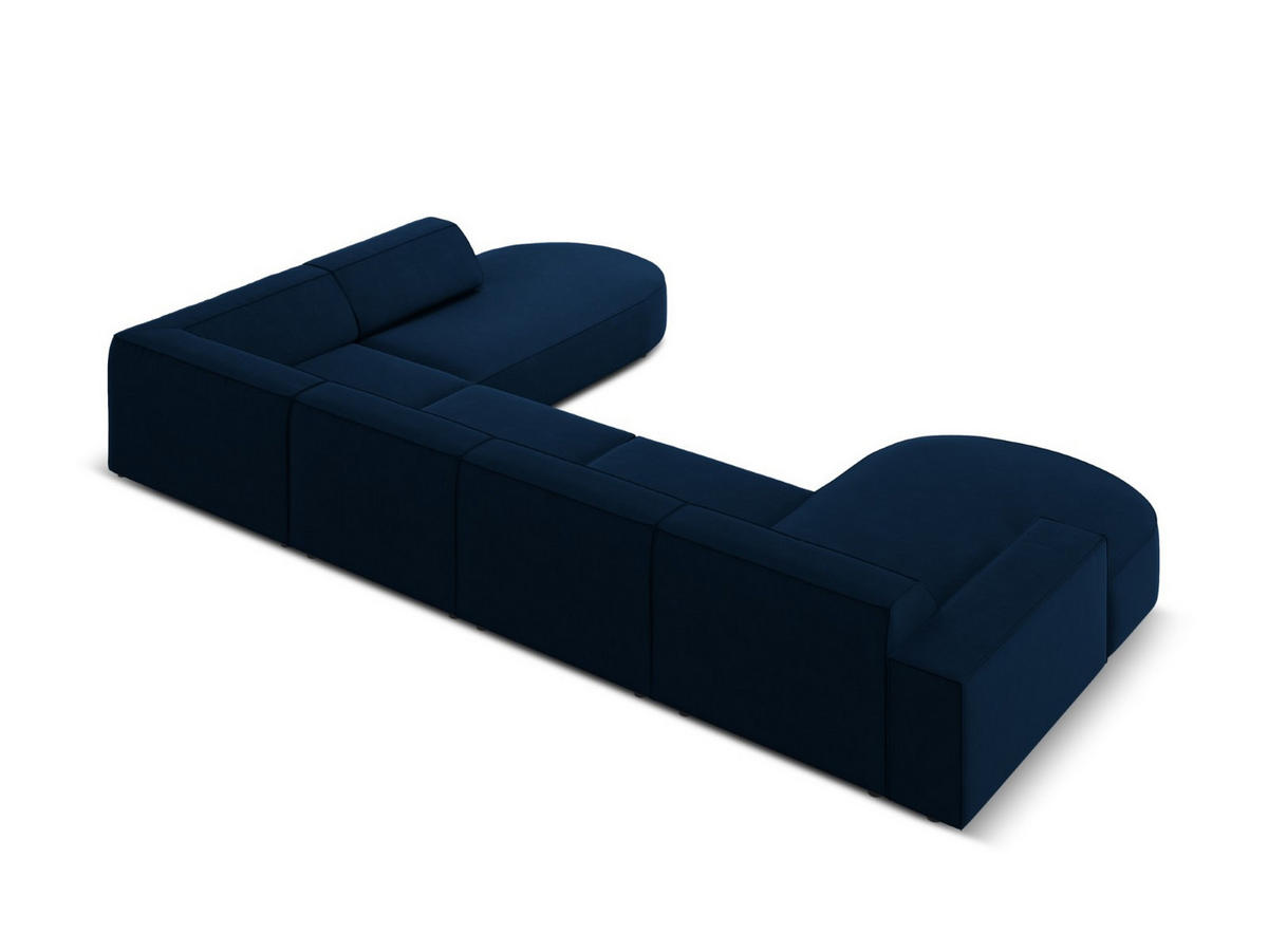 PANORAMASOFA rechts Jodie aus Samt königsblau 7 Sitzplätze - Blau, Textil (262/70/364cm) - Micadoni