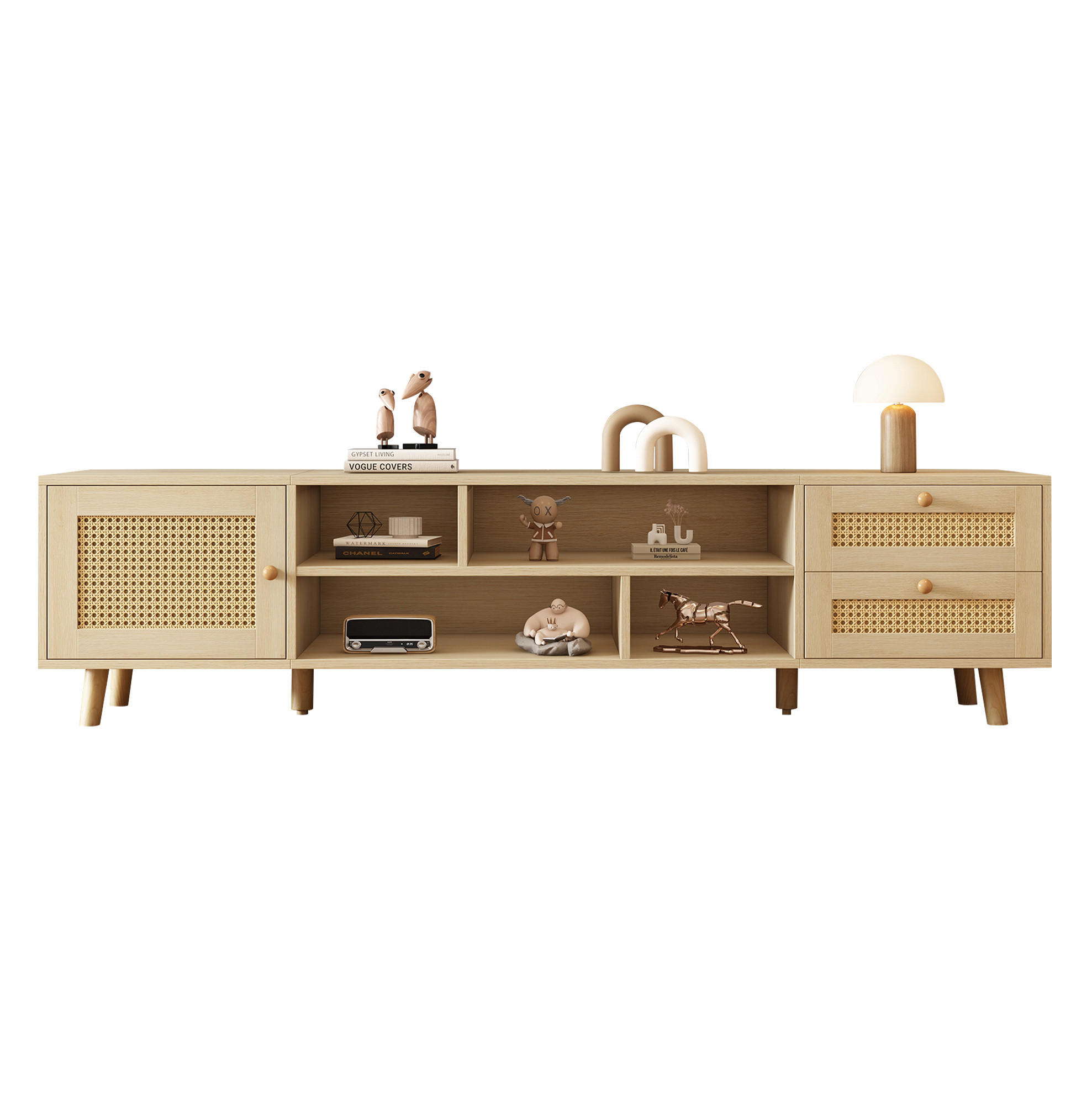 TV-LOWBOARD 160/39/40,5 cm mit 2 Schubladen und Kabeldurchlass - Naturfarben, Holzwerkstoff (160/40/39cm) - BEAOK