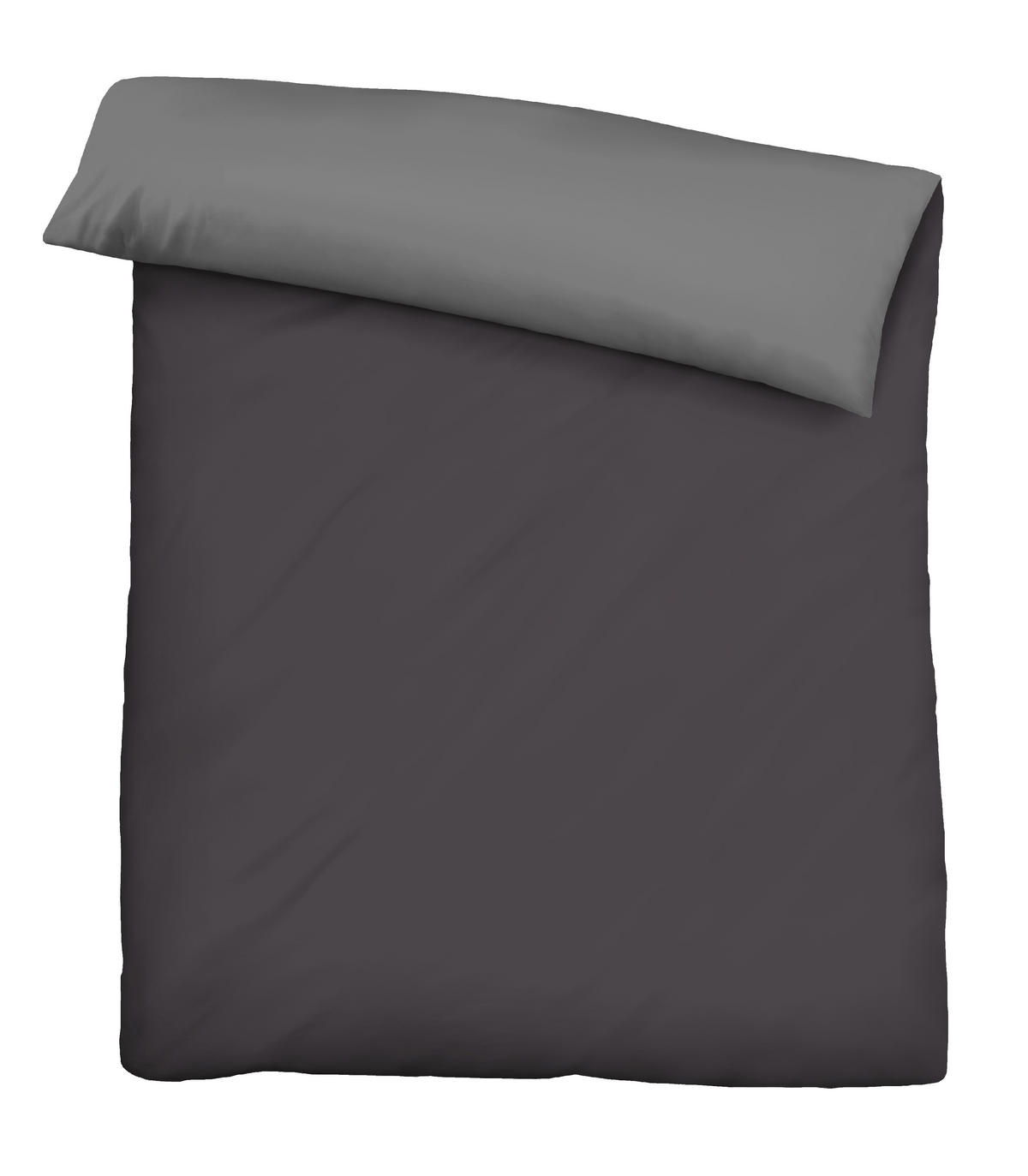 BETTWÄSCHE-GARNITUR Linon UNI titanium, 135x200 cm + 80x80 cm - Titanfarben, Textil (135/200cm) - biberna