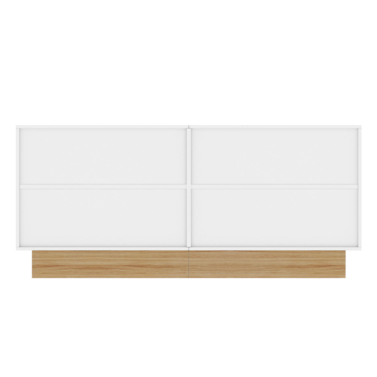 SIDEBOARD in Weiß Kommode mit 4 Türen, großem Stauraum und U-Form-Design für Wohnzimmer und Essbereich, B160/T38/H75cm - Weiß/Naturfarben, Holzwerkstoff/Metall (160/38/75cm) - STILVORA