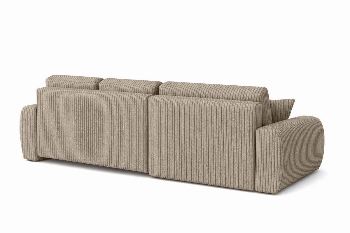 ECKSOFA Mit Schlaffunktion Und Bettkasten L-Form Ivo L, Cordstoff Poso, Dunkelbeige, Rechts - Beige, Holz (250/142cm) - Kaiser Möbel