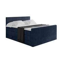 BOXSPRINGBETT mit Matratze H3|H4 und Lattenrost - TOLO-Z KING 120x200 Cord - Dunkelblau - Dunkelblau, Holzwerkstoff (120/200cm) - ALTDECOR