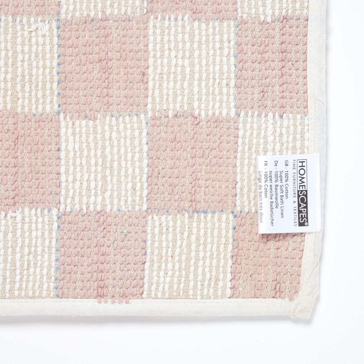 BADEMATTE 50/80 cm Karomuster, Baumwolle - Pink, Textil (50/80cm) - Homescapes