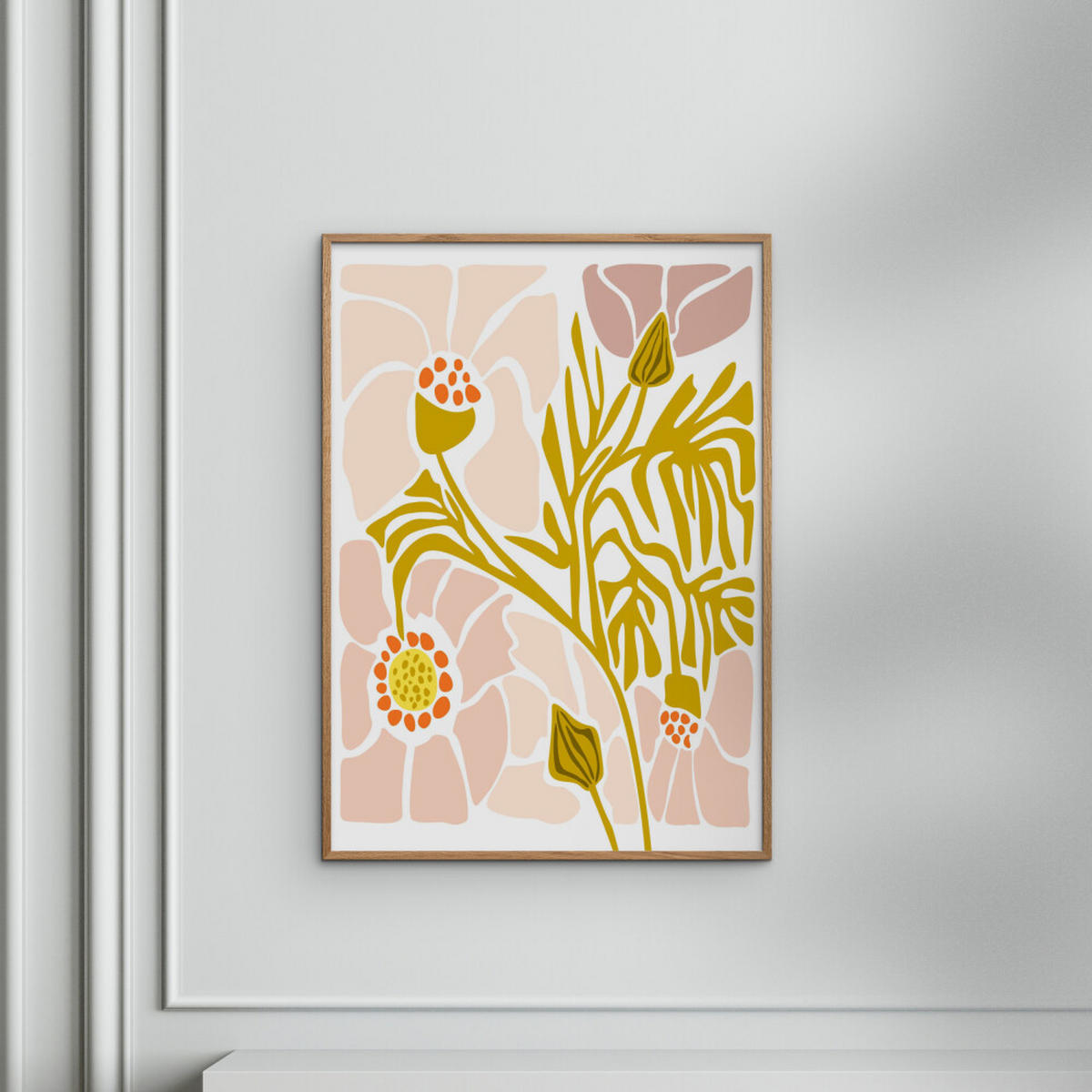 POSTER mit Rahmen Affordable Art Prints x Annick - Soft Pink Flower - Pink/Eichefarben, Holz/Papier (30/40cm) - Poster&Frame