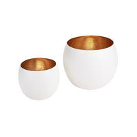 TEELICHTHALTER Madras M, 2er Set, Eisen, Weiß / Gold - Weiß, Metall (19cm) - Gift Company