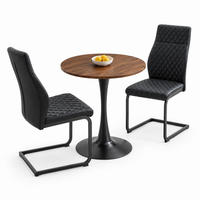 TISCH- UND STUHLSET rund 60 cm MDF Schwarz, 2 Stühle - Schwarz, Metall (60/72/60cm) - Meubliv