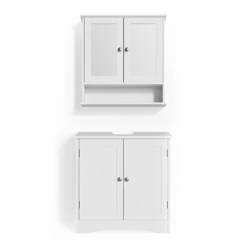 BADMÖBEL-SET Bianco Weiß 2 Teile - Weiß, Holzwerkstoff (60/60/30cm) - Vicco
