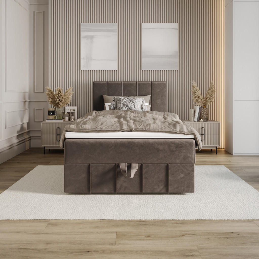 Thumbnail - Bedante Boxbett, Braun, Textil, Höhe ca. 19 cm, 120x200 cm, Oeko-Tex® Standard 100, Schlafzimmer, Betten, Boxspringbette...