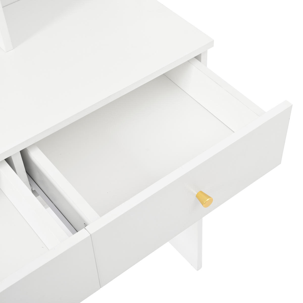 SCHMINKTISCH mit Hocker Weiß 109/36/164 CM - Weiß, Glas/Holzwerkstoff (36/164/109cm) - Urban Meuble