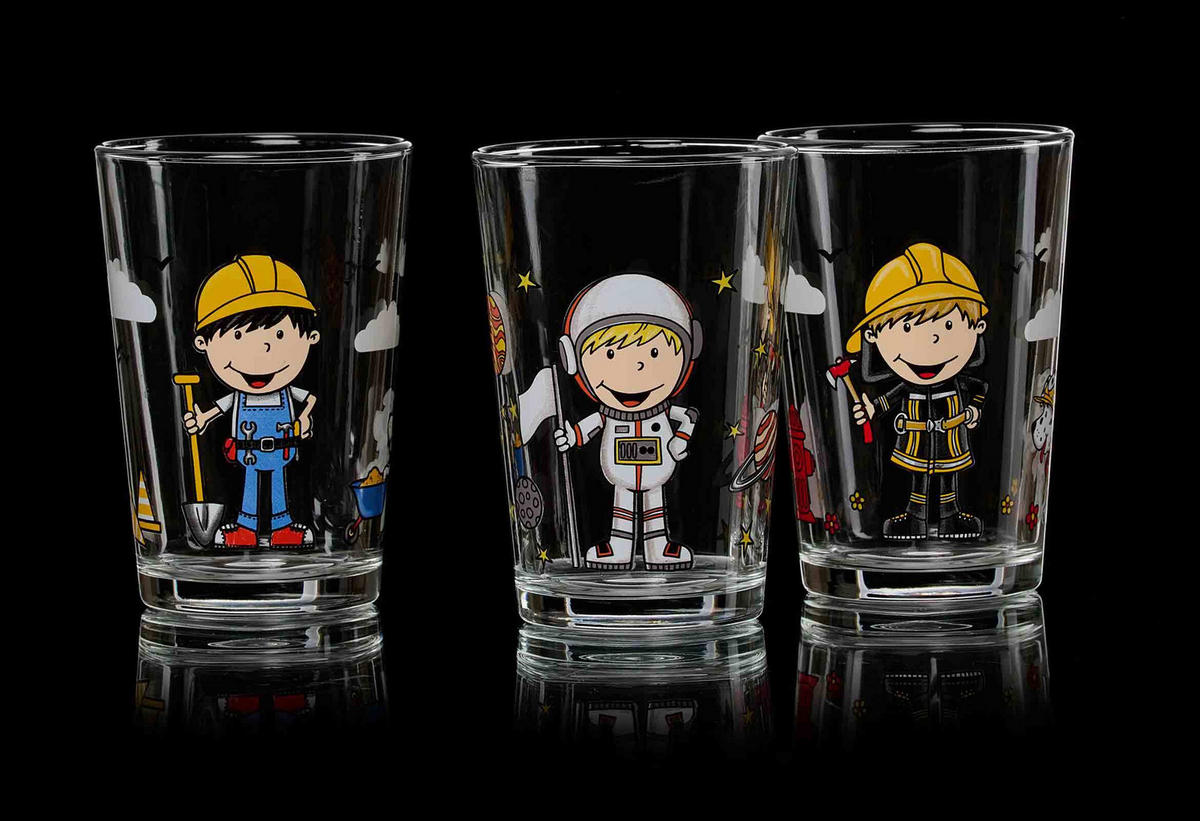 KINDERGLÄSER Berufe Jungen bunt 205 ml 6er Set - Multicolor, Glas (0.205L) - Ritzenhoff Breker