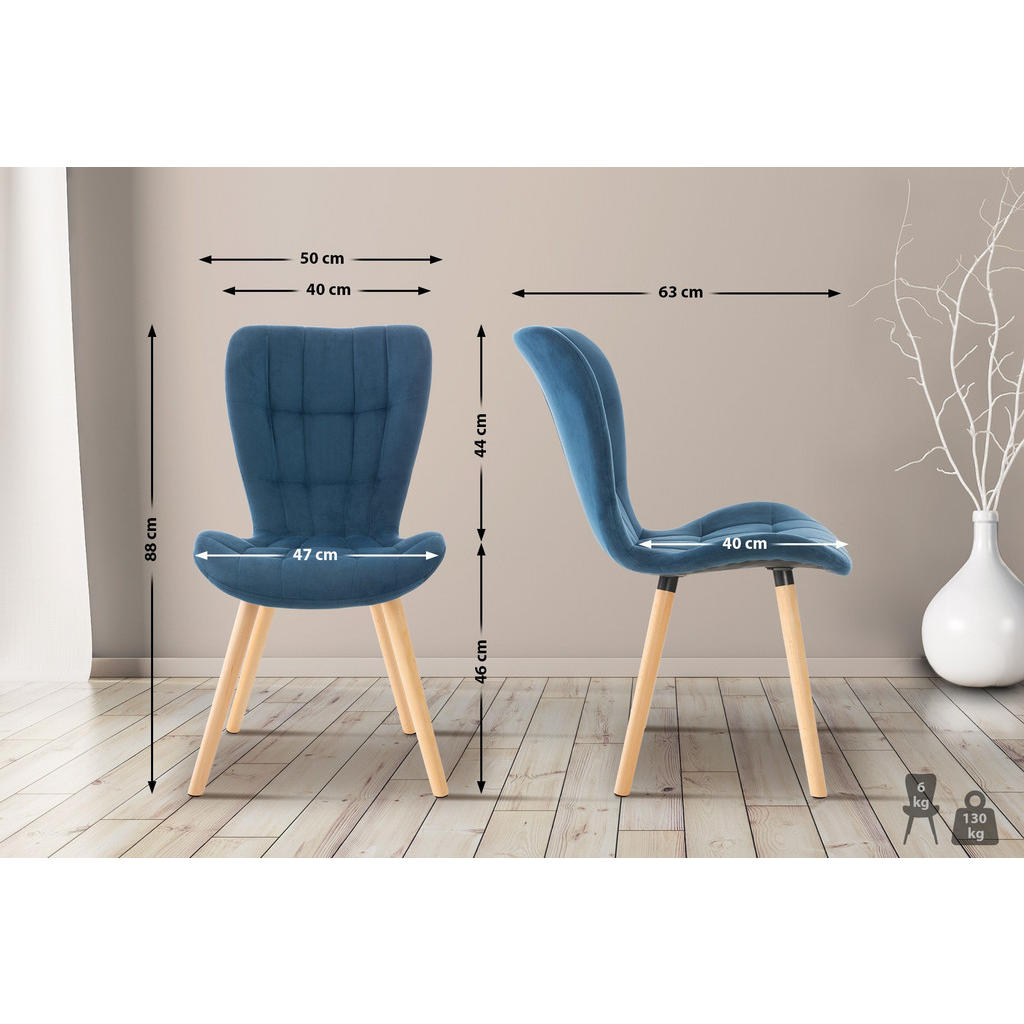 Thumbnail - CLP Stuhl, Blau, Textil, 50x88x63 cm, Esszimmer, Stühle, Esszimmerstühle, Vierfußstühle