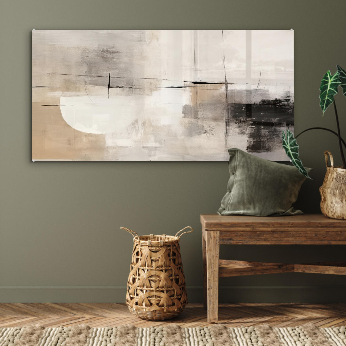 OBRAZ NA AKRYLOVOM SKLE Abstraktné - Umenie - Sivé 120x60 cm - svetlosivá, sklo (120/60cm) - MuchoWow