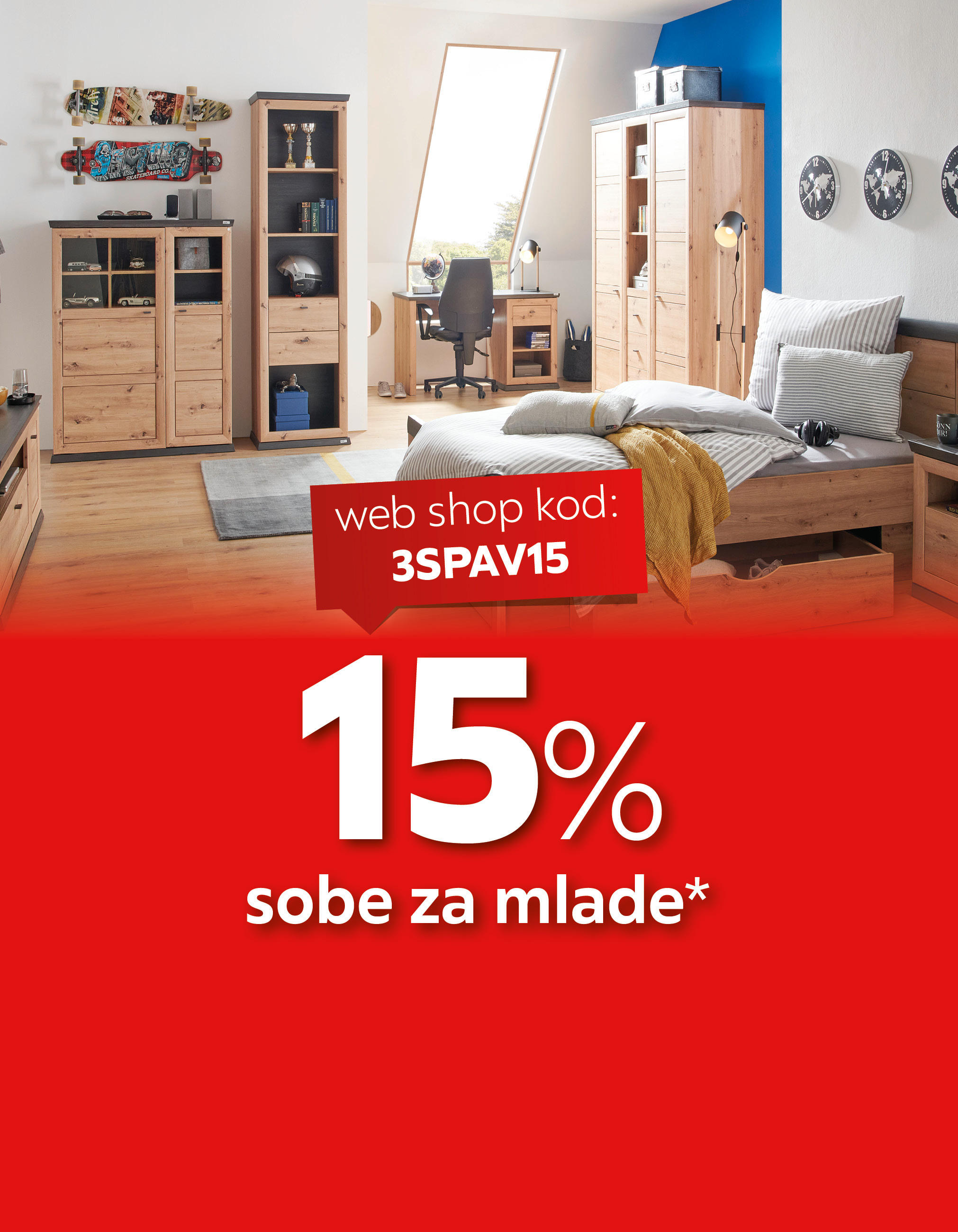 15% sobe za mlade* web shop kod: 3SPAV15