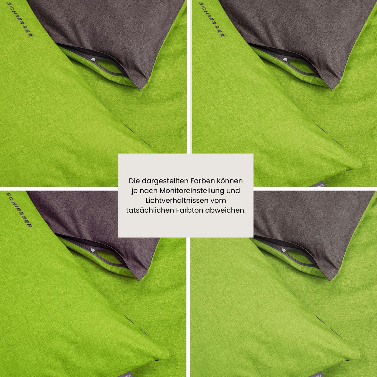 BETTWÄSCHESET Doubleface Renforcé 2-teilig 135x200 cm Grün-Dunkelgrau - Dunkelgrau/Grün, Textil (135/200cm) - SCHIESSER