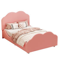 POLSTERBETT 90/200 cm rosa hohes Geländer-Kinderbett mit Wolkenkopf- und Fußteil - Pink, Textil (90/200cm) - OKWISH