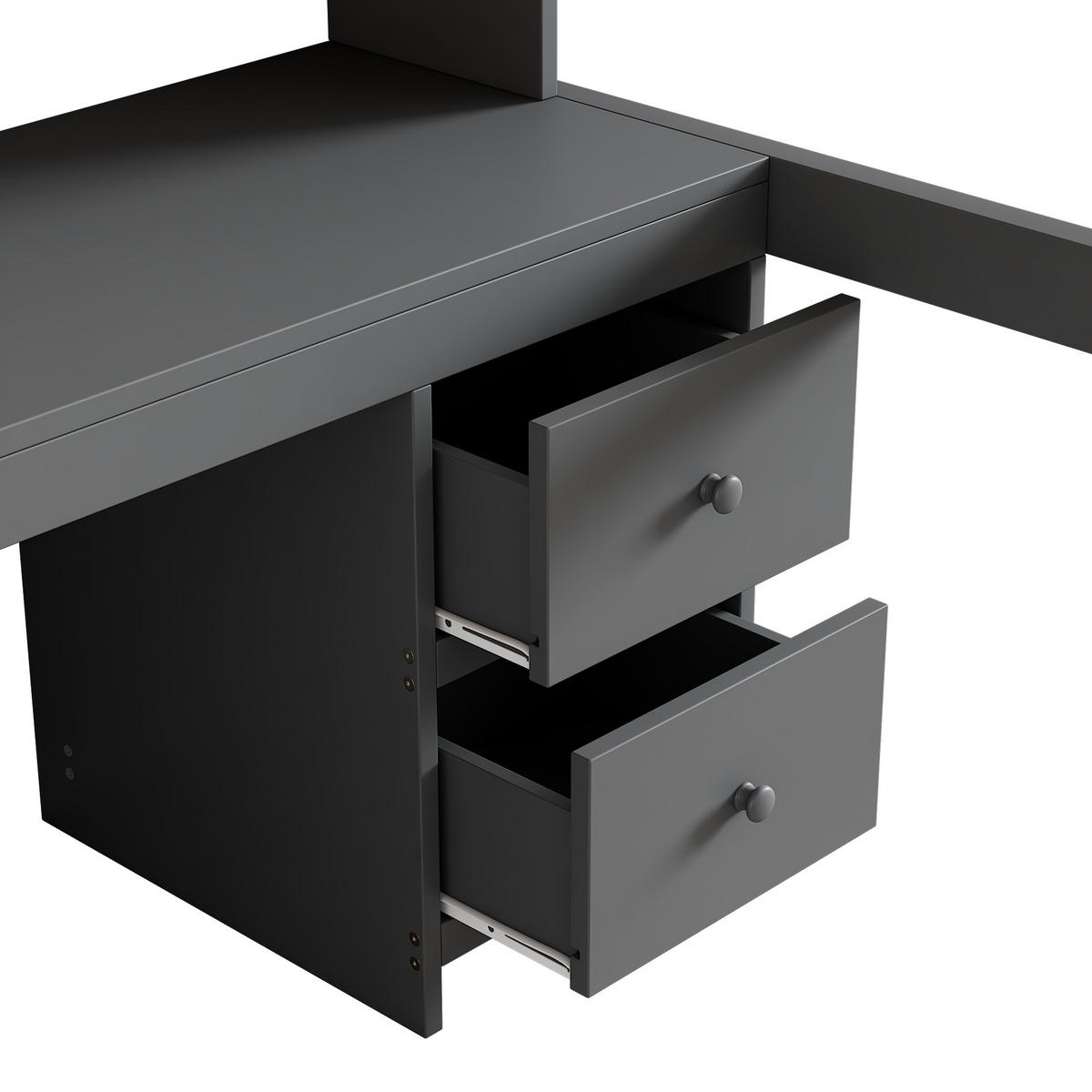 HOCHBETT 90/200 cm grau mit Tisch und großem Stauraum - Grau, Holz (90/200cm) - OKWISH