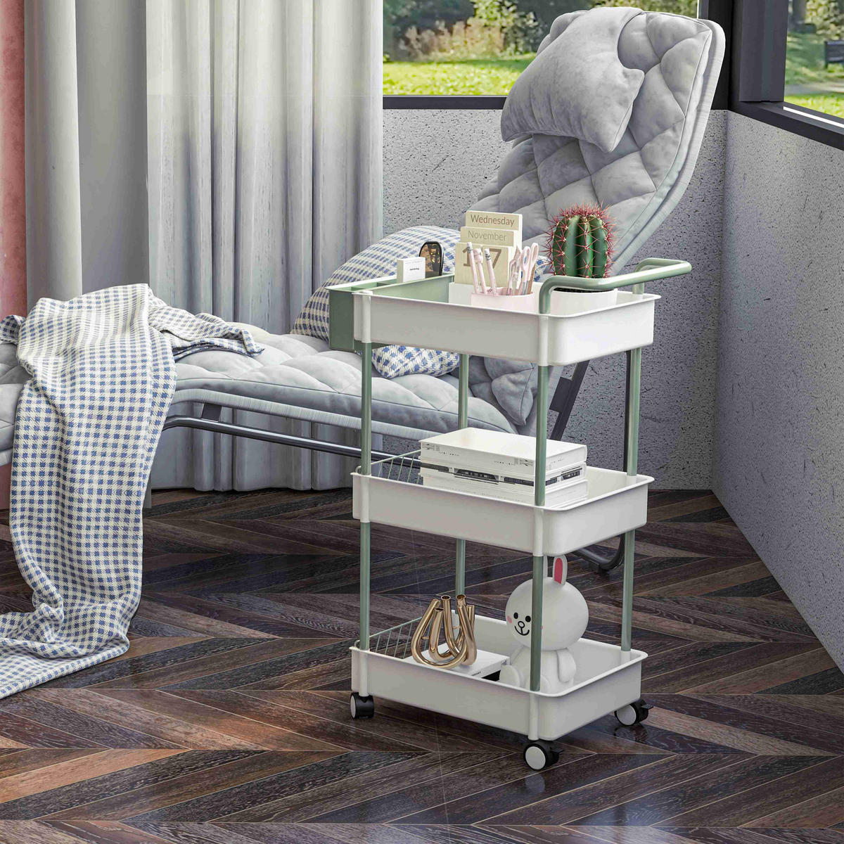 ROLLWAGEN, Servierwagen, Stahl, Weiß - Weiß, Kunststoff (29.4/77/50cm) - HOMCOM