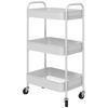 SERVIERWAGEN Rollwagen mit 3 Etagen, für Küche, Wohnzimmer, Stahl, Weiß - Weiß, Metall (30.6/79/45cm) - HOMCOM