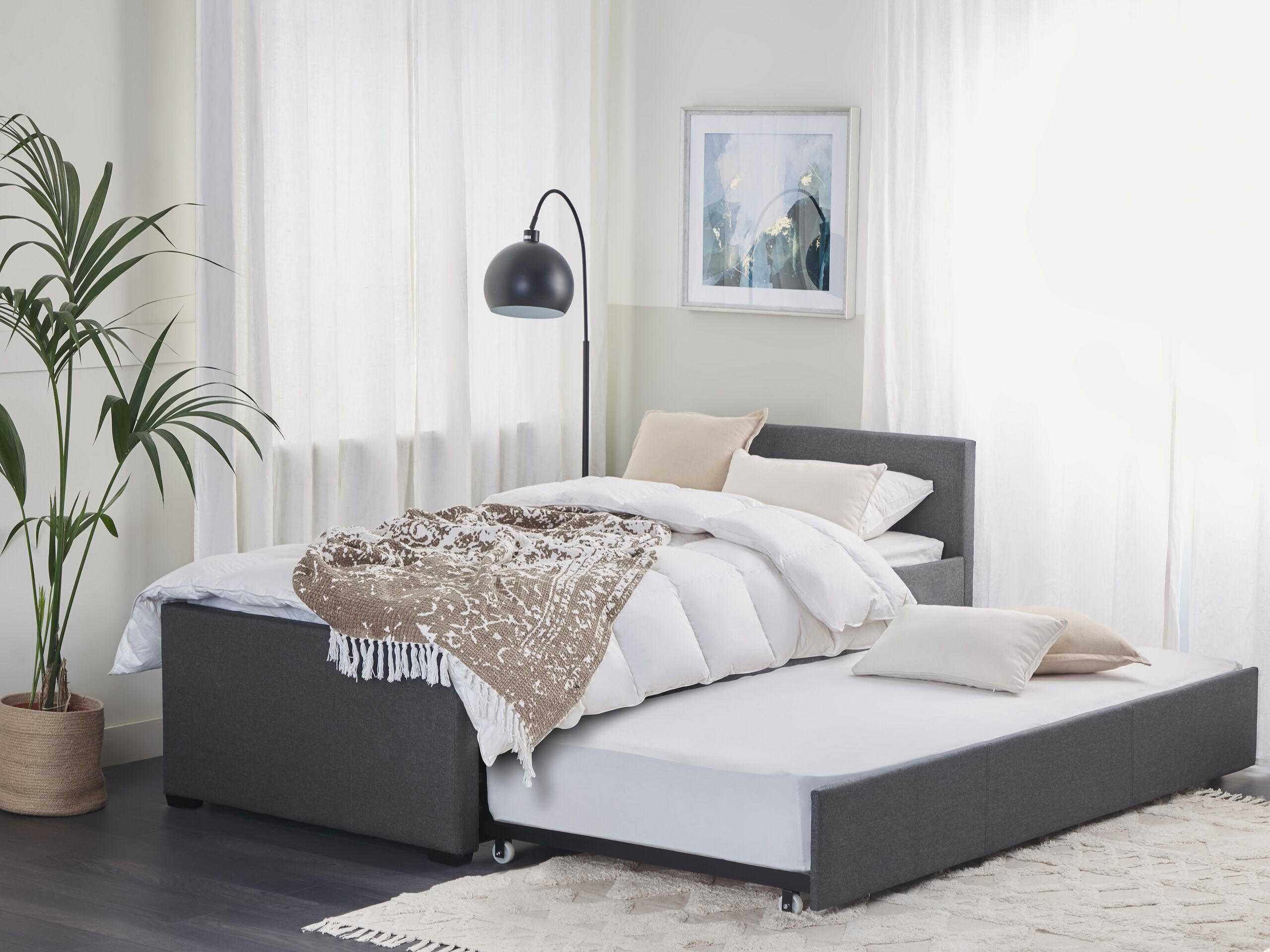 TAGESBETT 90/200cm Dunkelgrau Marmande - Dunkelgrau, Textil (90/200cm) - Beliani