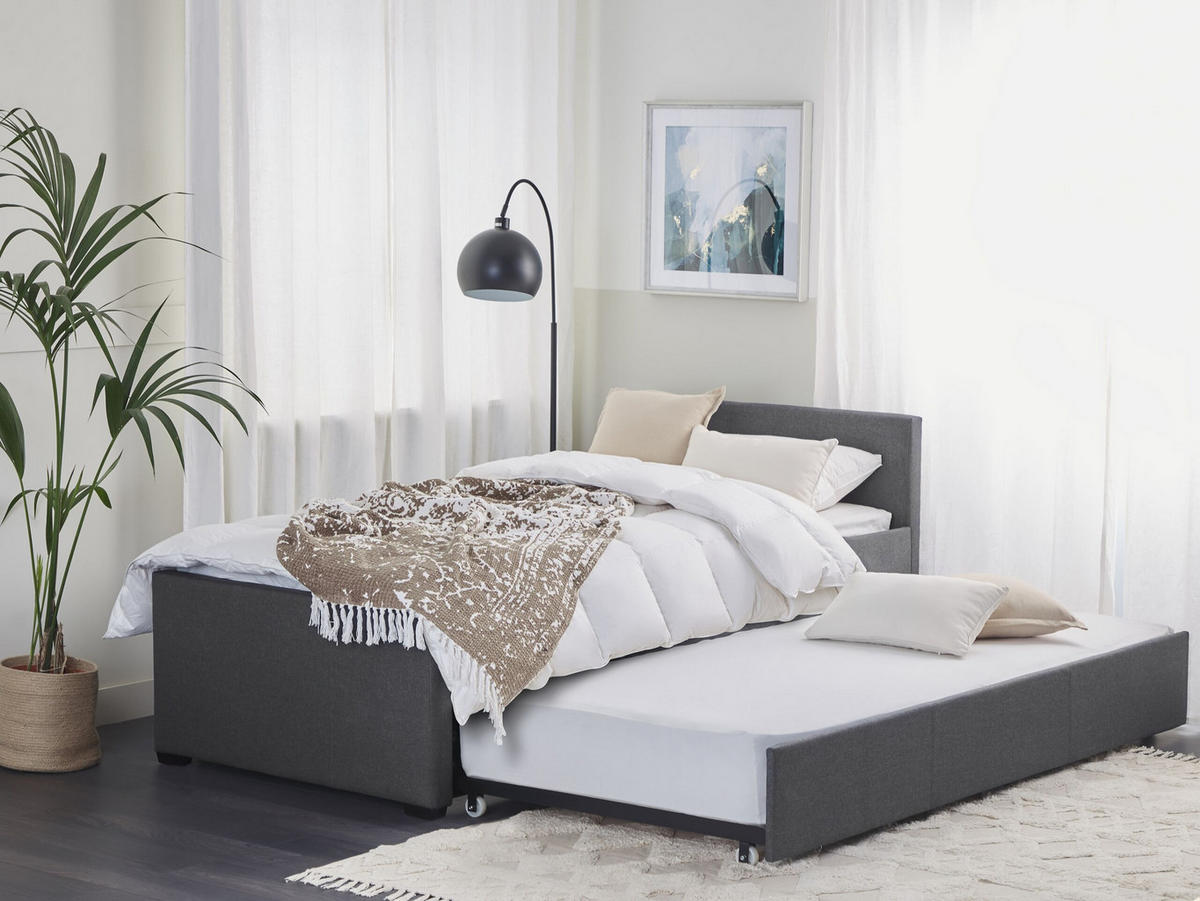 TAGESBETT 90/200cm Dunkelgrau Marmande - Dunkelgrau, Textil (90/200cm) - Beliani