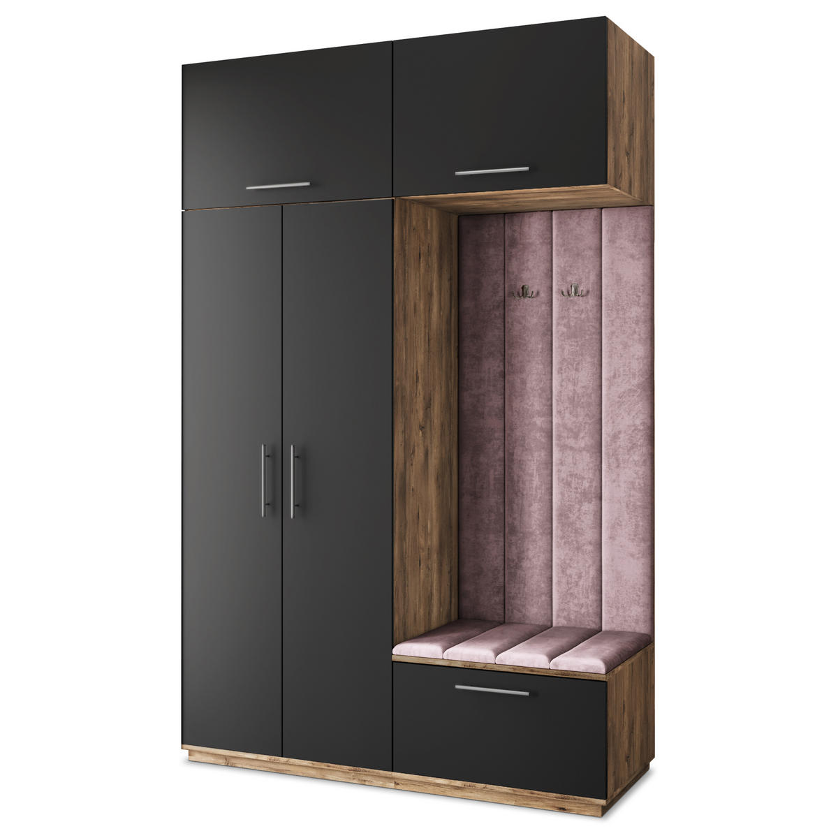 GARDEROBENSCHRANK REMA 150/240/60 cm Modern Garderobe-Set Eiche Lefkas - Eichefarben/Lila, Holzwerkstoff (150/240/60cm) - MASSENO