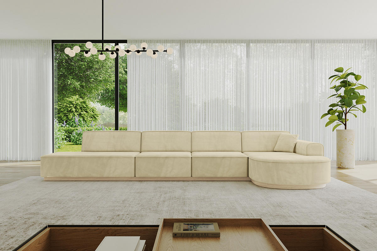 ECKSOFA Ottomane Rechts ARRIO-L3 - 413x171x83 cm Beige - Beige, Holzwerkstoff/Textil (413/171cm) - ALTDECOR