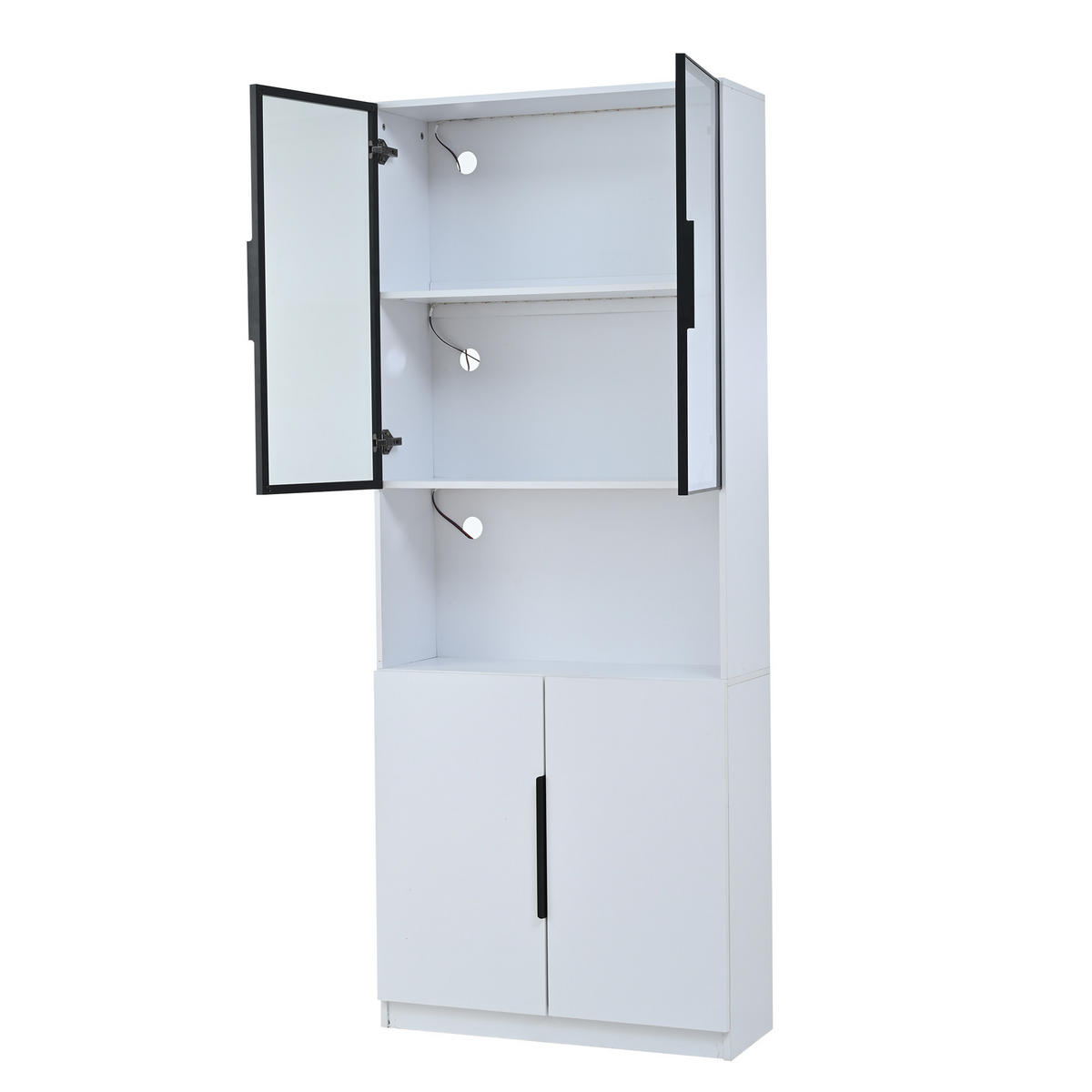 VITRINE Weiß 80/30/200 cm - Weiß, Holzwerkstoff (80/200/30cm) - PANGIVO