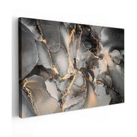 LEINWANDBILD Grau - Luxus - Gold - Marmor Groß 140x90 cm - Dunkelgrau, Textil (140/90cm) - MuchoWow