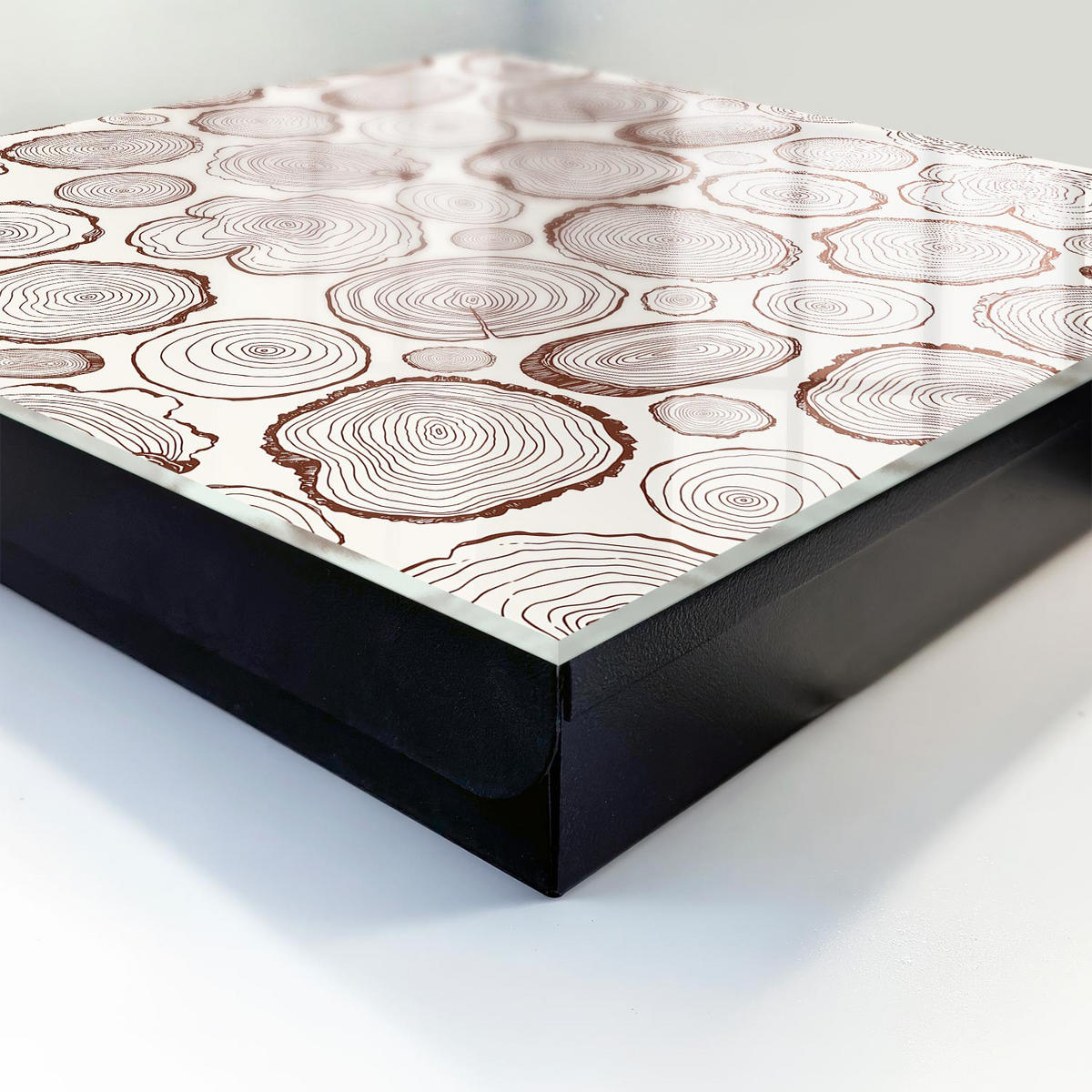 SCHLÜSSELBOX Schwarz 30x30 cm- Türöffnung nach rechts - Holzringe - Braun, Metall (30/30/5cm) - TULUP
