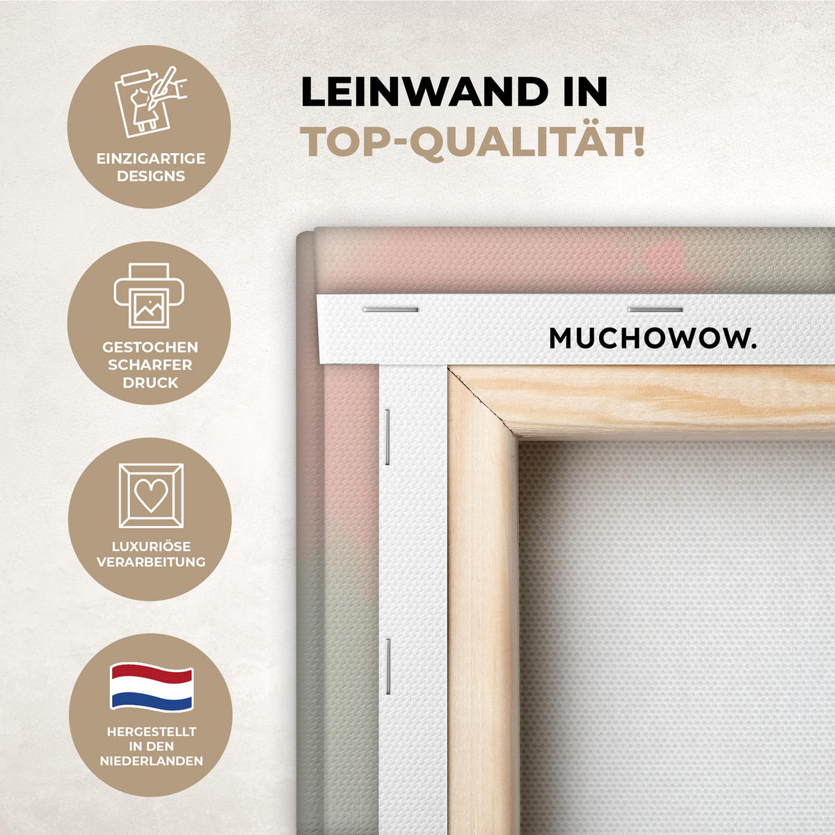 LEINWANDBILD Rotkehlchen - Zierpflanze - Blütenzweig Wandbilder 80x60 cm - Hellrosa, Textil (80/60cm) - MuchoWow