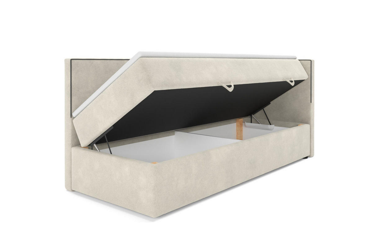 BOXBETT GINA 90/200 in Boucle Dunkelblau H4 - Dunkelblau, Holz/Holzwerkstoff (90/200cm) - Deine Möbel 24