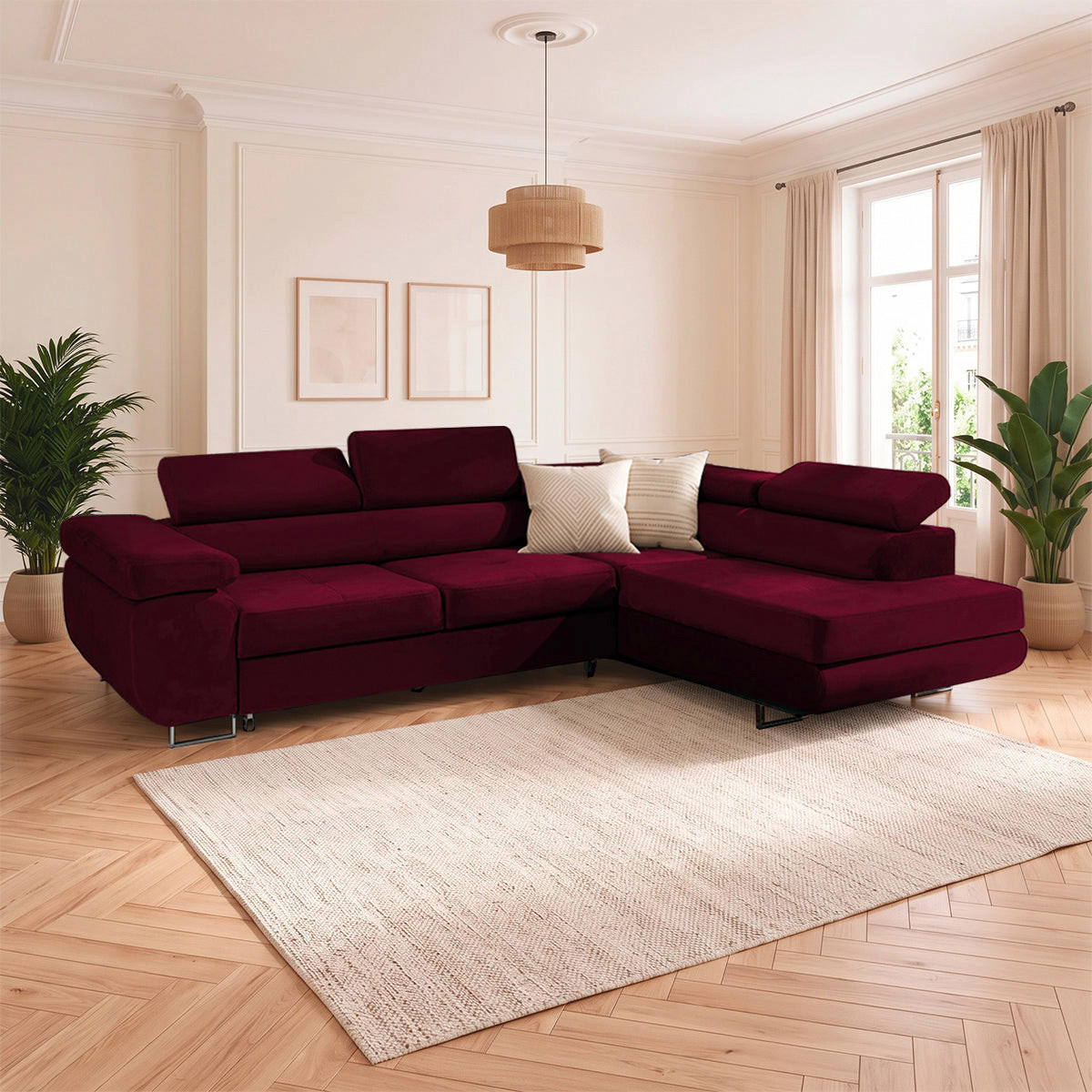 ECKSOFA Wilson 4 Sitzplätze Bordeaux - Rot, Textil (271/201cm) - Petits-meubles