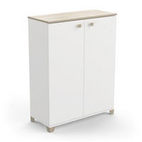 KLEINES Sideboard mit 2 Türen, Dekor Kronberger Eiche und Weiß - L79,7 cm - Apfelbaumfarben, Holzwerkstoff (35.1/104.2/79.7cm) - Calicosy