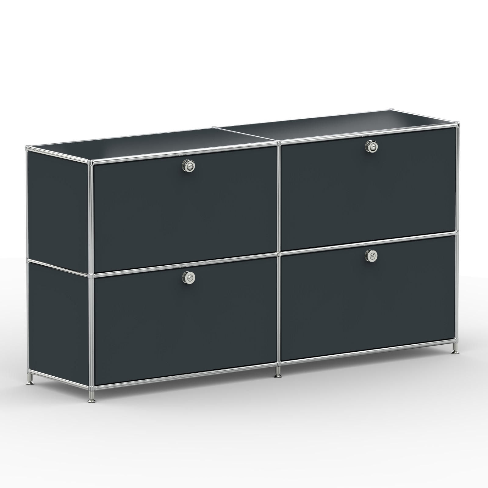 AKTENSCHRANK, 4 Schubladen & Schloss, Breite 152 cm, Anthrazitgrau - Chromfarben/Silberfarben, Metall (40/80.5/152.2cm) - Versee