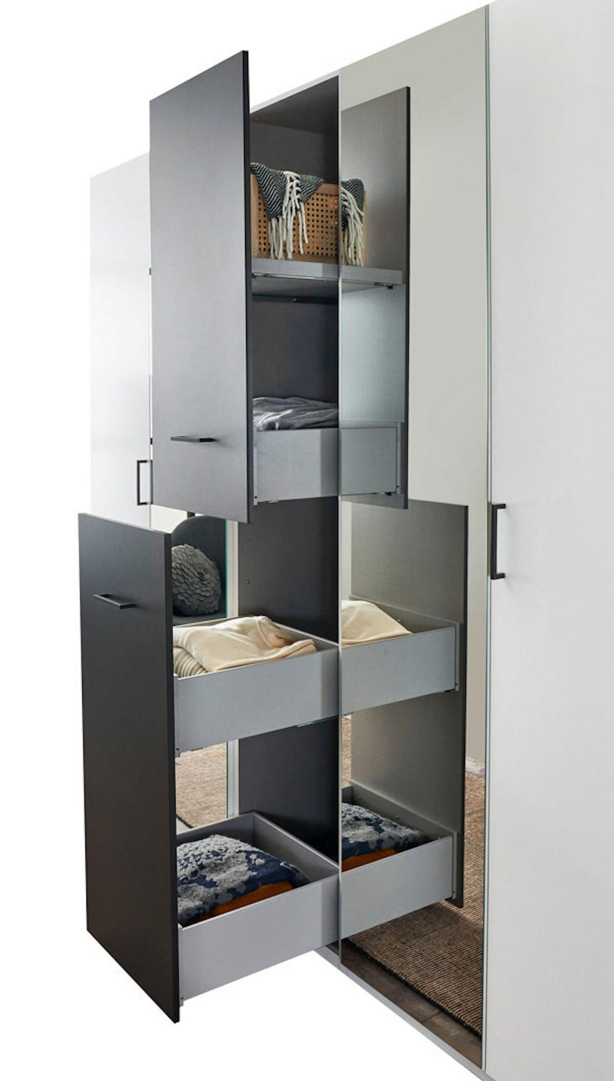 KLEIDERSCHRANK Lima weiß / graphit 225 / 58 / 208cm - Graphitfarben/Weiß, Holz/Holzwerkstoff (225/208/58cm) - Wimex