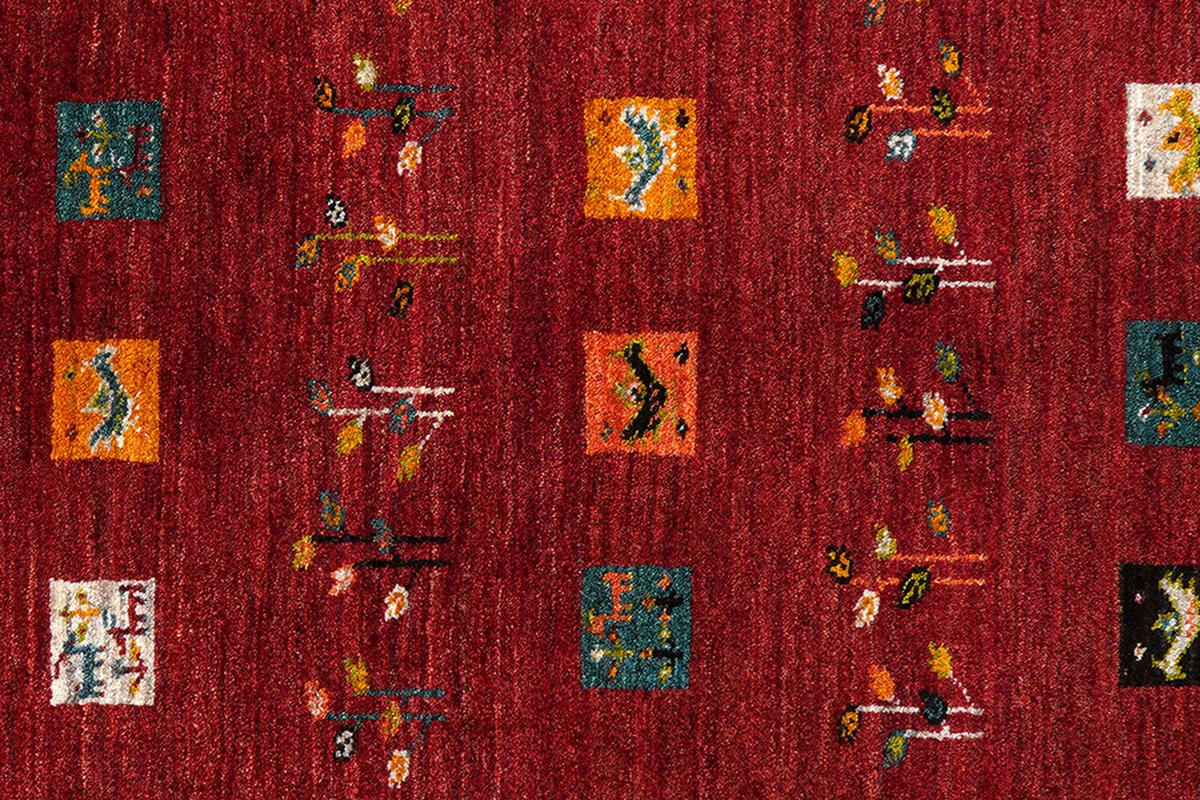 GABBEH-TEPPICH handgeknüpft Rizbaf Rot 201/146 cm Schurwolle - Rot, Textil (146/201cm) - Looma